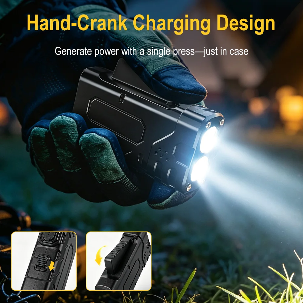 BORUIiT Hand Crank EDC LED Fla - Outdoor Sports Accessories ulasan dan harga